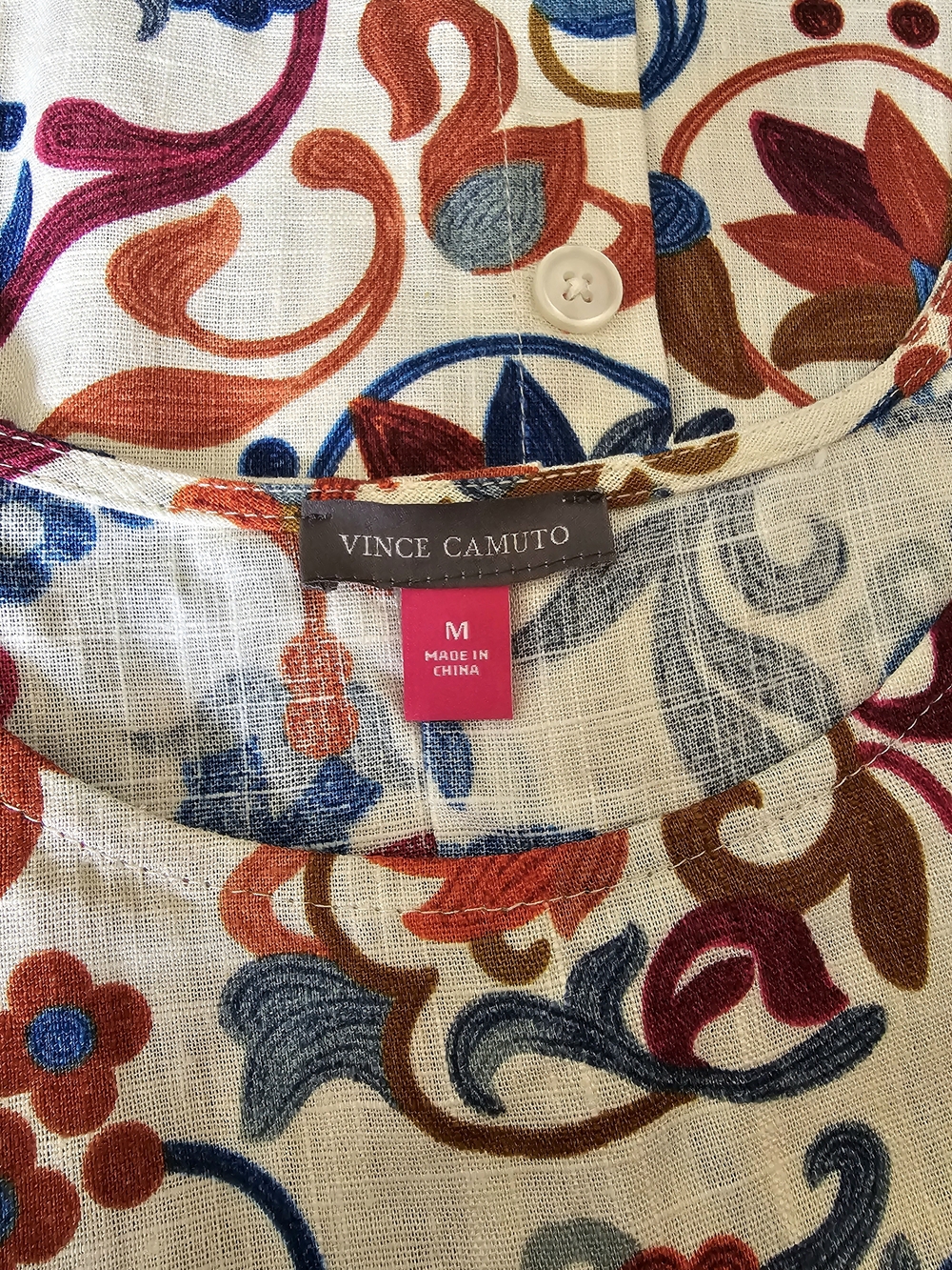 Vince Camuto Cream Floral Sleeveless Peplum Top with Blue and Pink Accents NWT - Picture 13 of 16